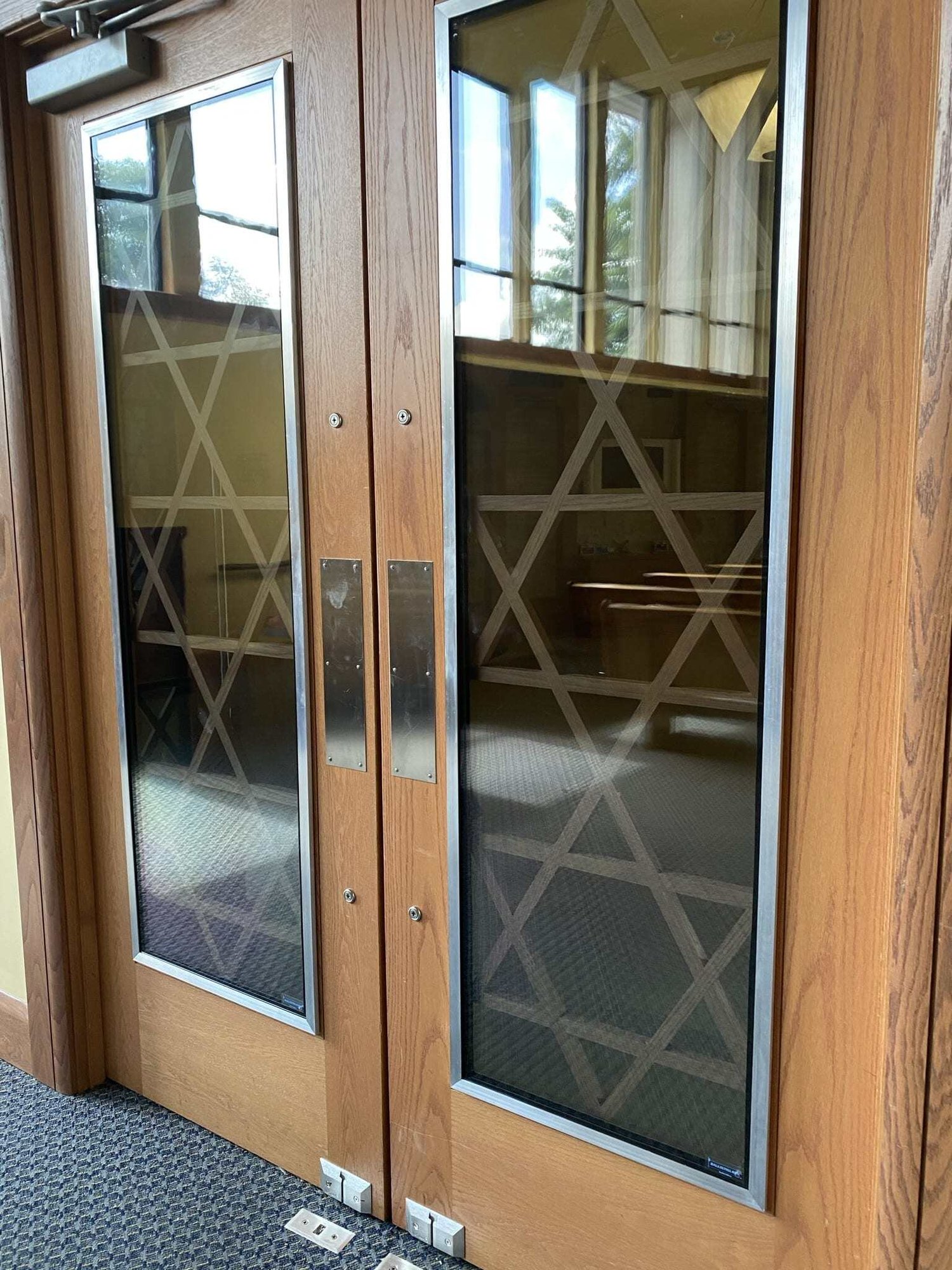 Sanctuary entry doors at Temple Kol Tikvah, Parkland.